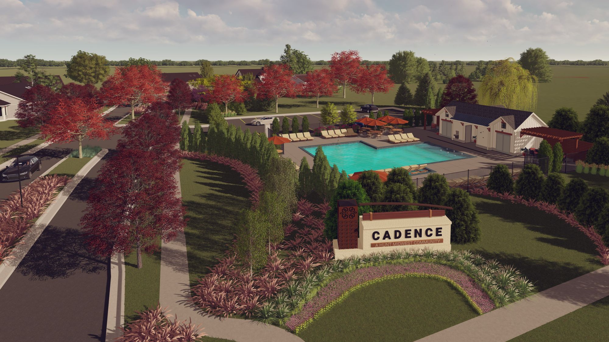 Cadence new home community entrance rendering