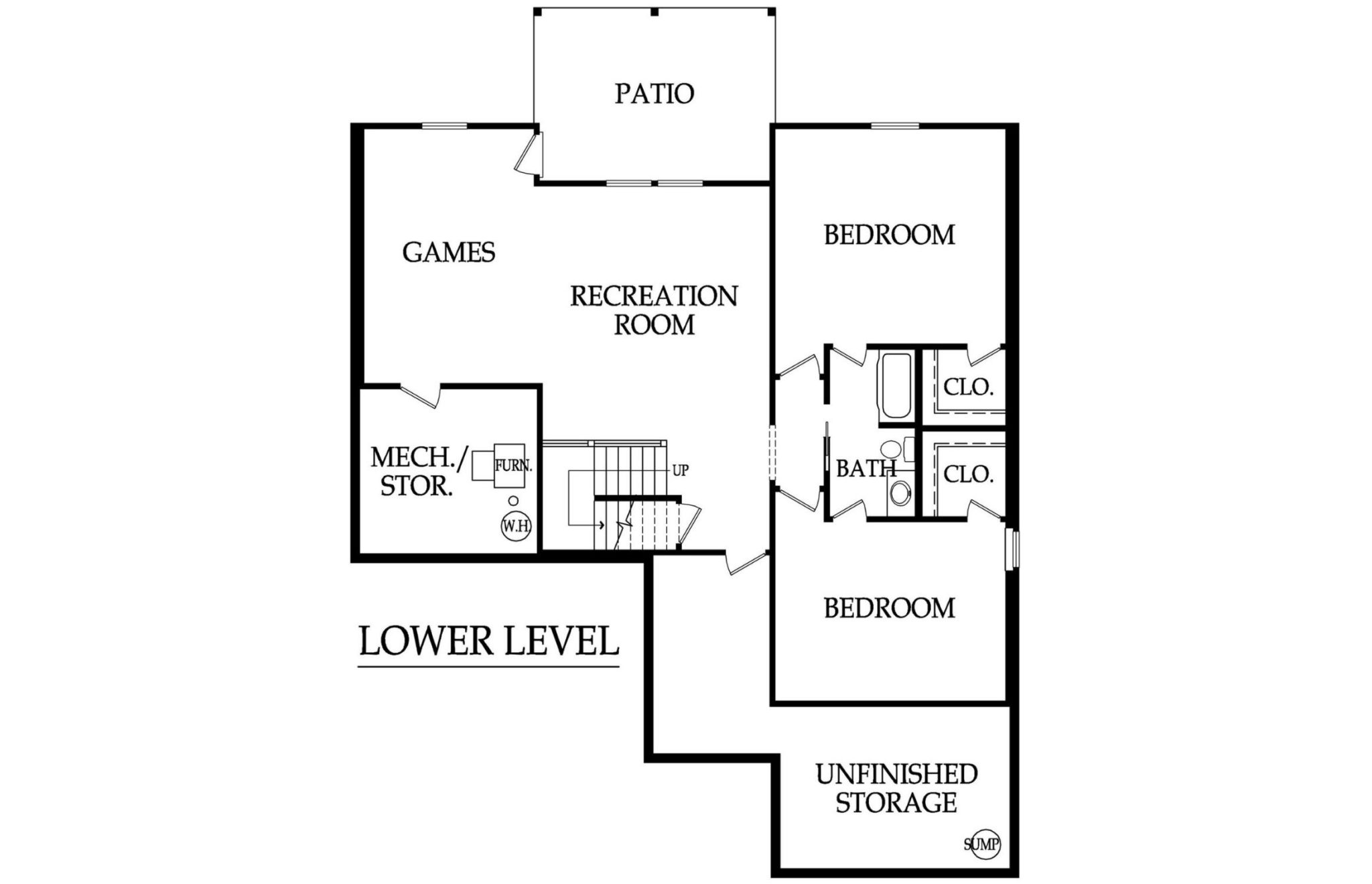 The Franklin floor plan lower level.
