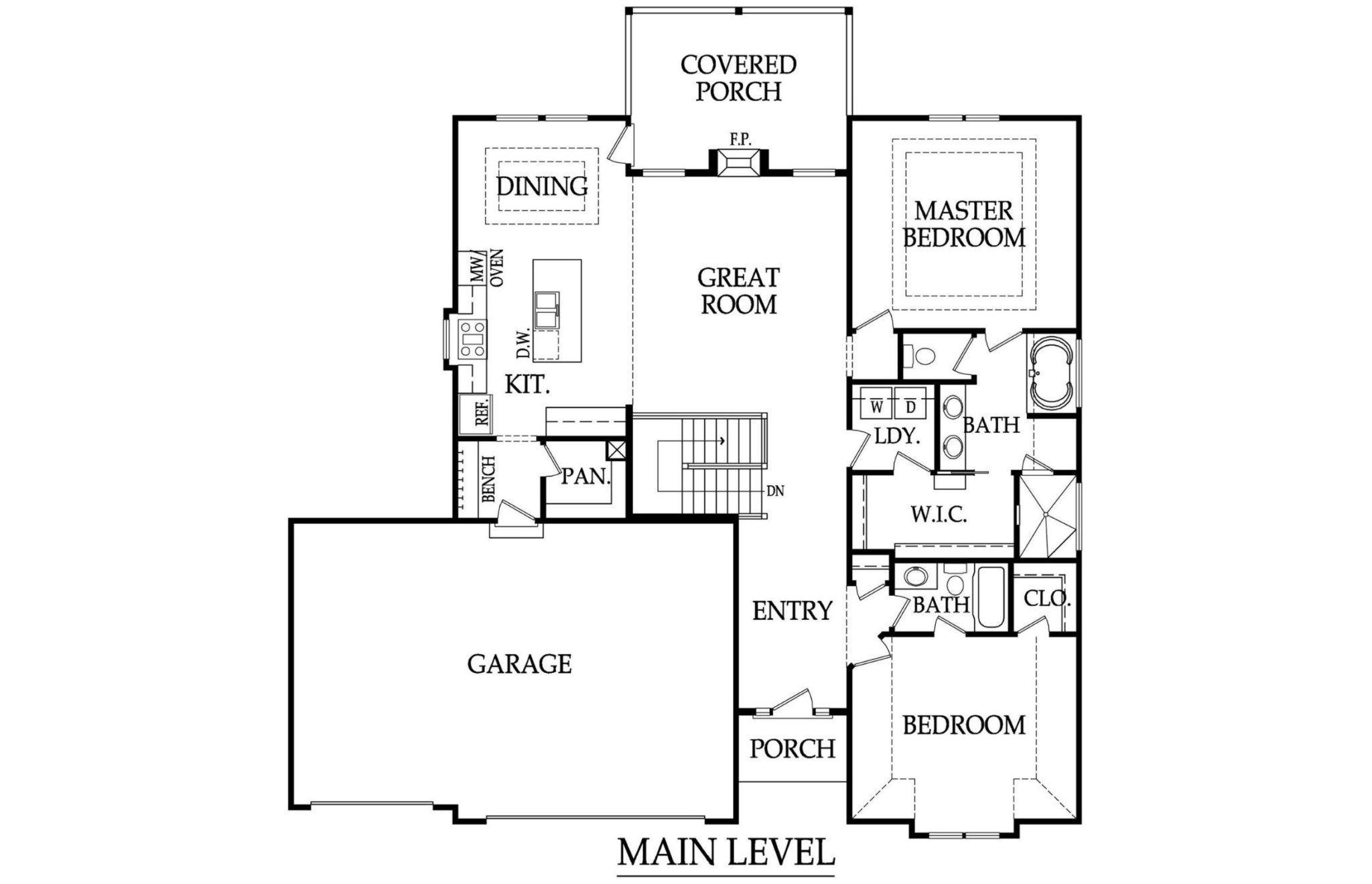The Franklin floor plan main level.