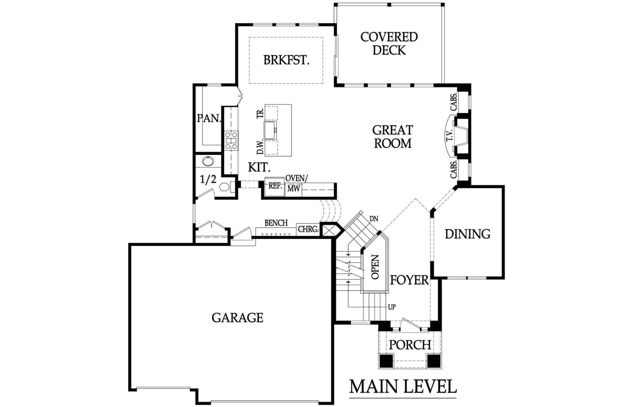 The Kennedy main level floor plan.