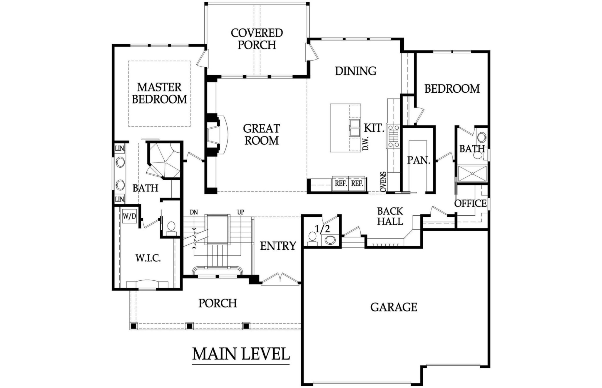The Washington floor plan main level.