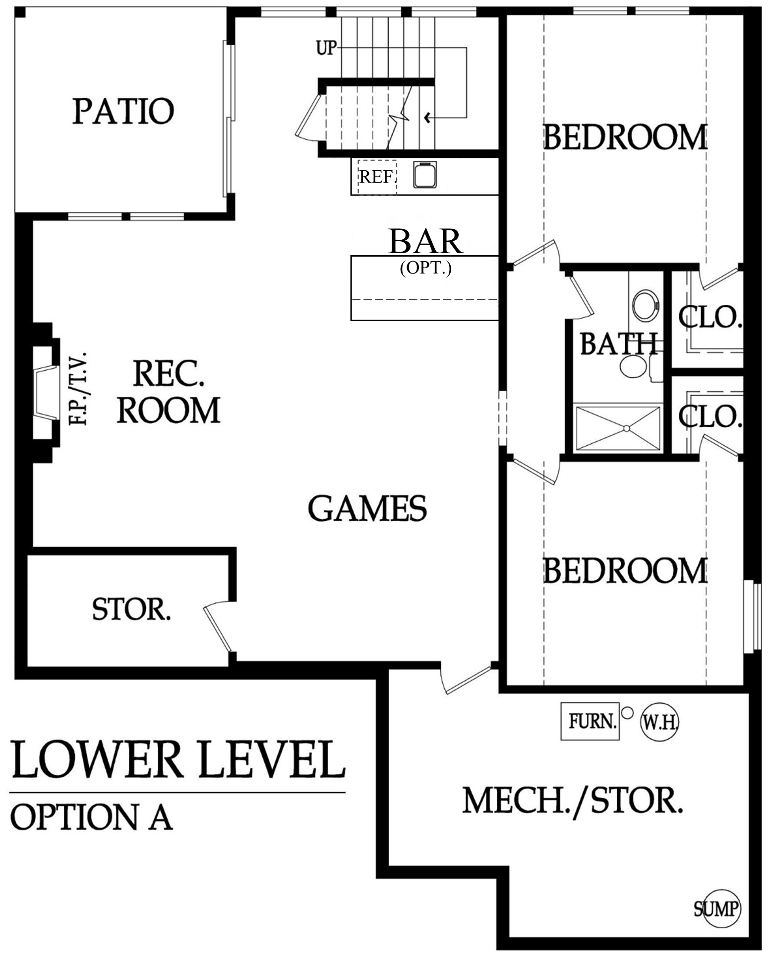 The Truman reverse 1.5-story lower level floor plan for Cadence Villas.
