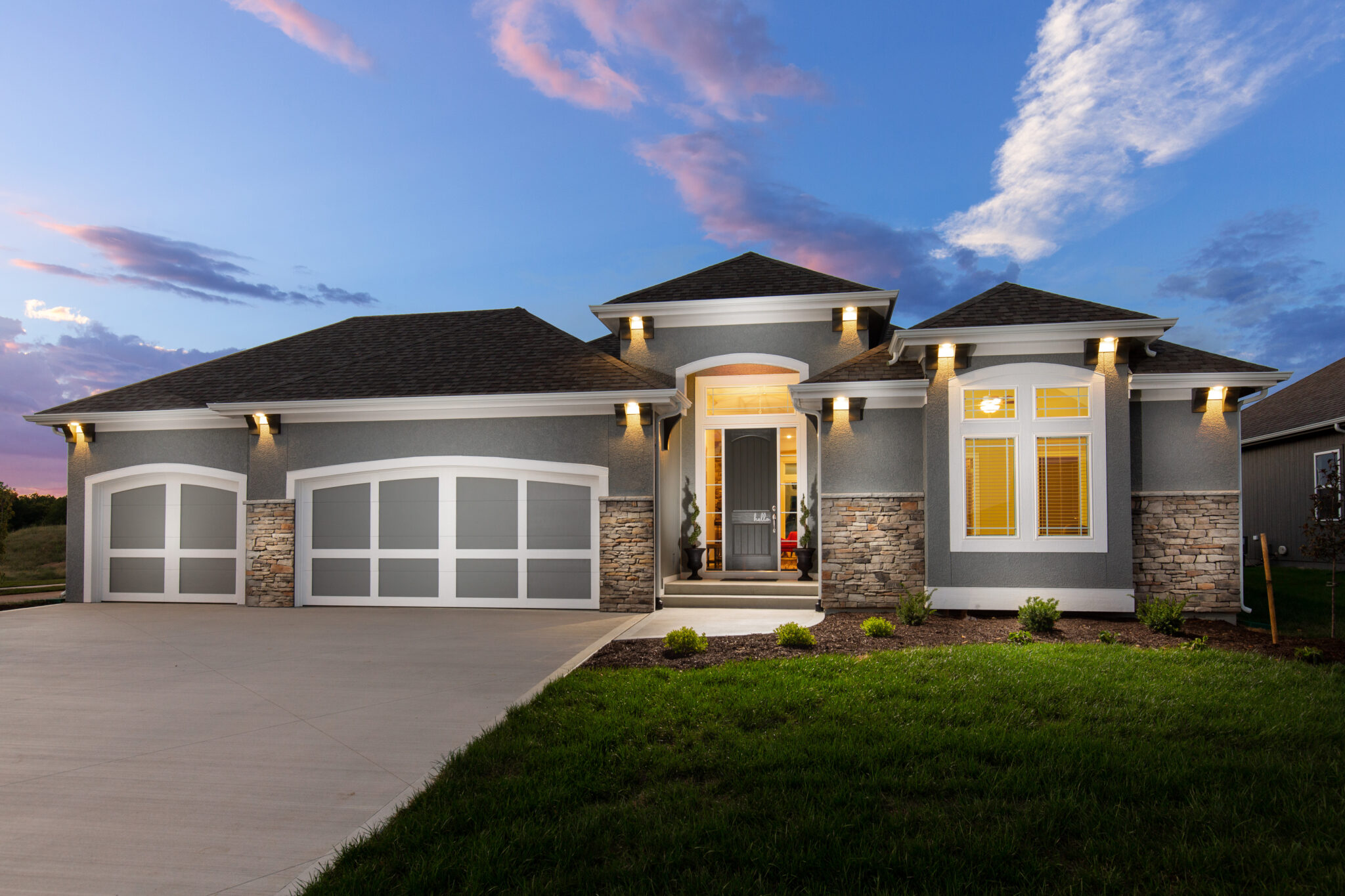 Franklin reverse 1.5-story floor plan with Mediterranean elevation by Patriot Homes