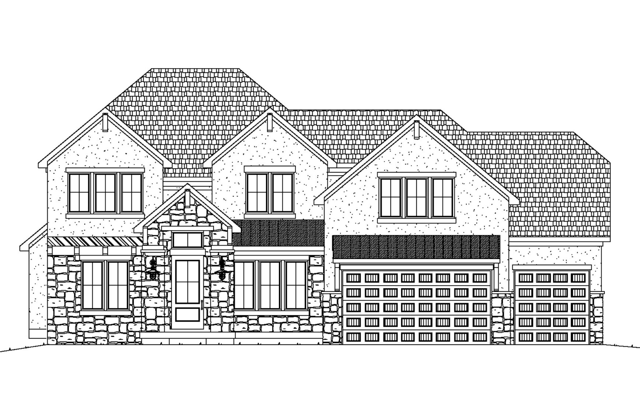 The Jefferson 1.5-story floor plan model home traditional elevation.